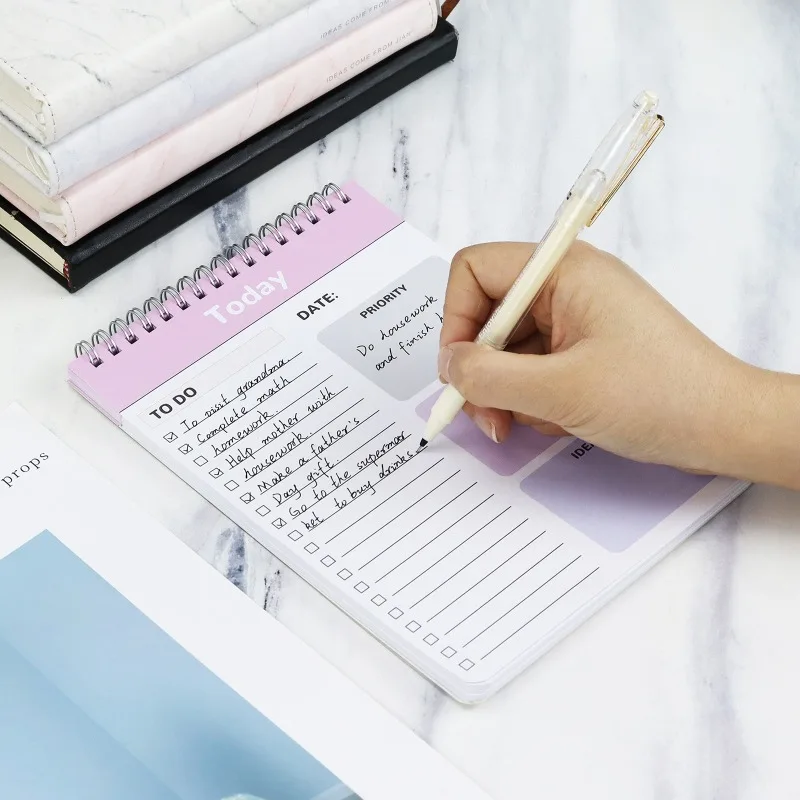 할 일 목록 노트북 나선형 메모장, 일일 계획, 시간당 일정 수첩, 학용품 문구, 52 매