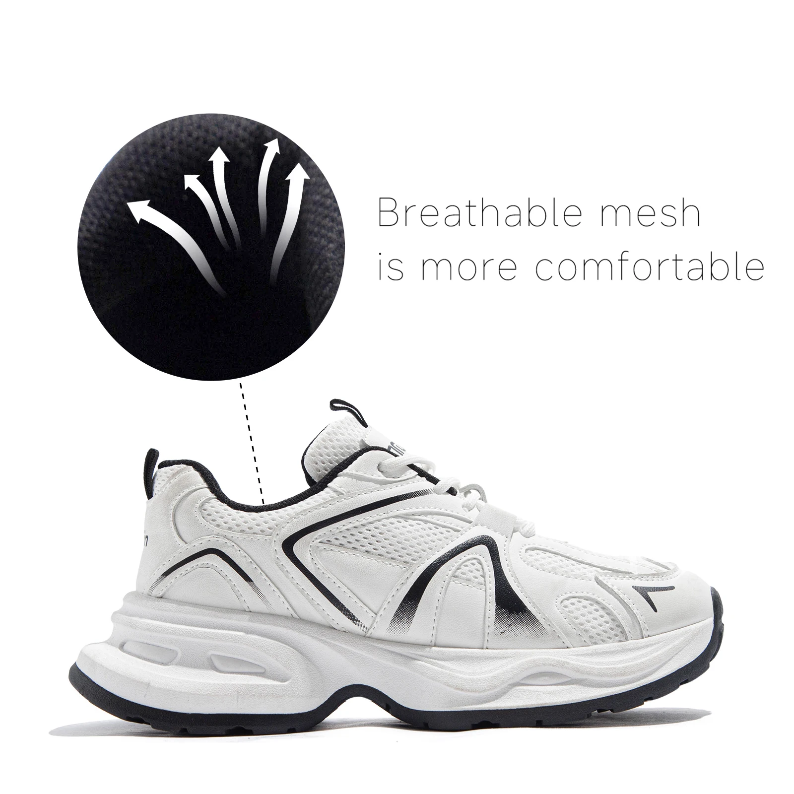 TuoPin Women's Summer Sports Shoes Breathable Casual Thick Sole Increase Comfortable White Sneakers [One Size Too Small] 3