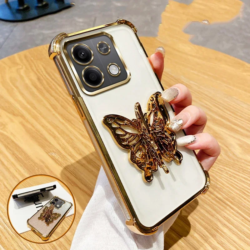 Butterfly Bracket Plating Holder Phone Case - Shockproof Stand Cover