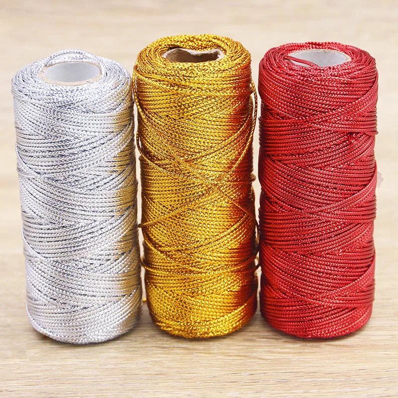 (100 Meters/roll)1mm Wide Hollow 16 Strand Braided Gold Wire Ribbon Flower Cake Gift Box Packaging Ribbon Holiday Decoration DIY