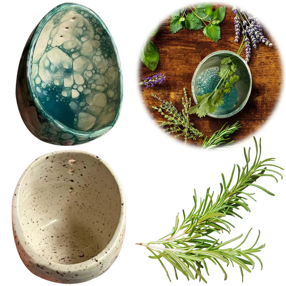 Pottery Herb Stripper Bowl Handmade Different Round Hole Sizes Suitable For Peeling Off The Leafy Assembly Of Cilantro Rosemary