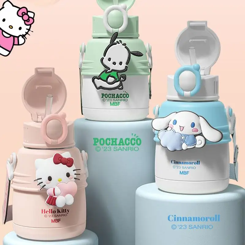 

Sanrio Hello Kitty Three-Dimensional Doll Thermos Cup Child Kawaii Anime Figure Cinnamoroll Good Looks Student Girl Cartoon Cute