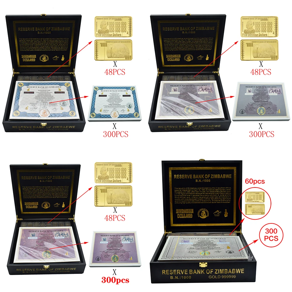 One Thousand Zimbabwe Banknote Certificate With Gold Bar 2008 