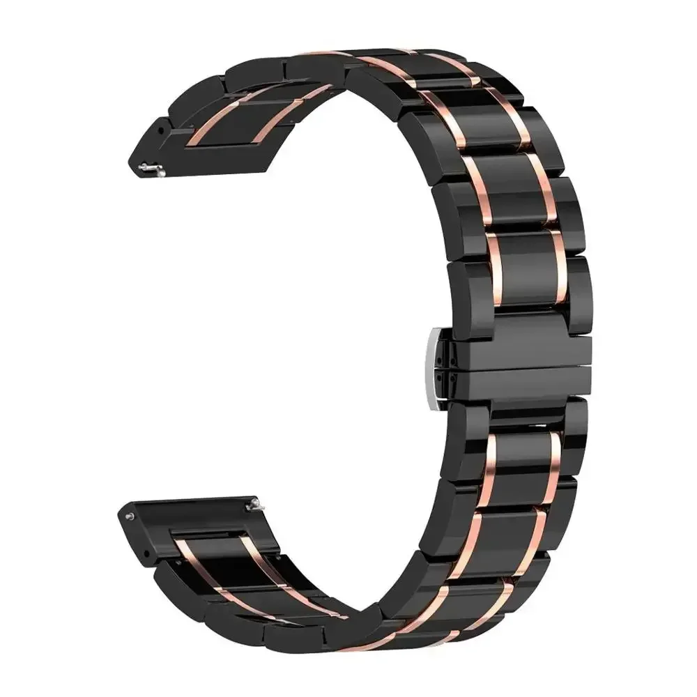 Ceramic and Metal Wristband Strap, 20mm/22mm, Adjustable and Durable Design