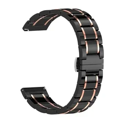Premium Ceramic and Metal Strap - 20mm/22mm Wristband Replacement - Garmin Active 5 (Black rose gold)