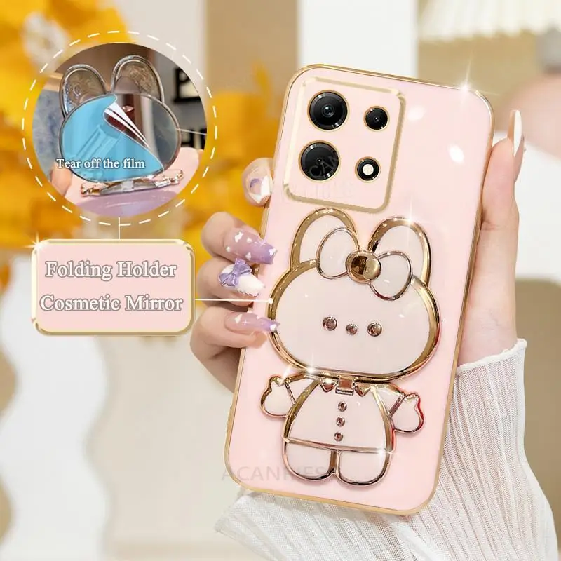 Plating Mirror Phone Case With Stand For Infinix Note Series_voghion.com