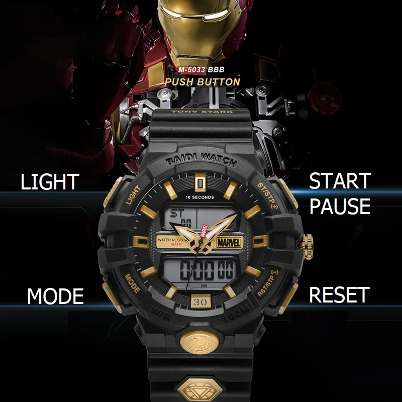 Marvel Woman Black Widow Dual Display Sport Quartz Digital Wristwatch Multi Function The Avengers Spider Man Venom Unisex Clock