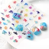 Sea Animals 5D Nail Stickers Ongle Nail Supplies Fake Nail Tapes Embosses Decals 5