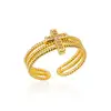 Bagues géométriques en acier inoxydable pour femmes, Texture minimaliste, couleur or, ouverture de Couple, bijoux esthétiques de mariage et de noël