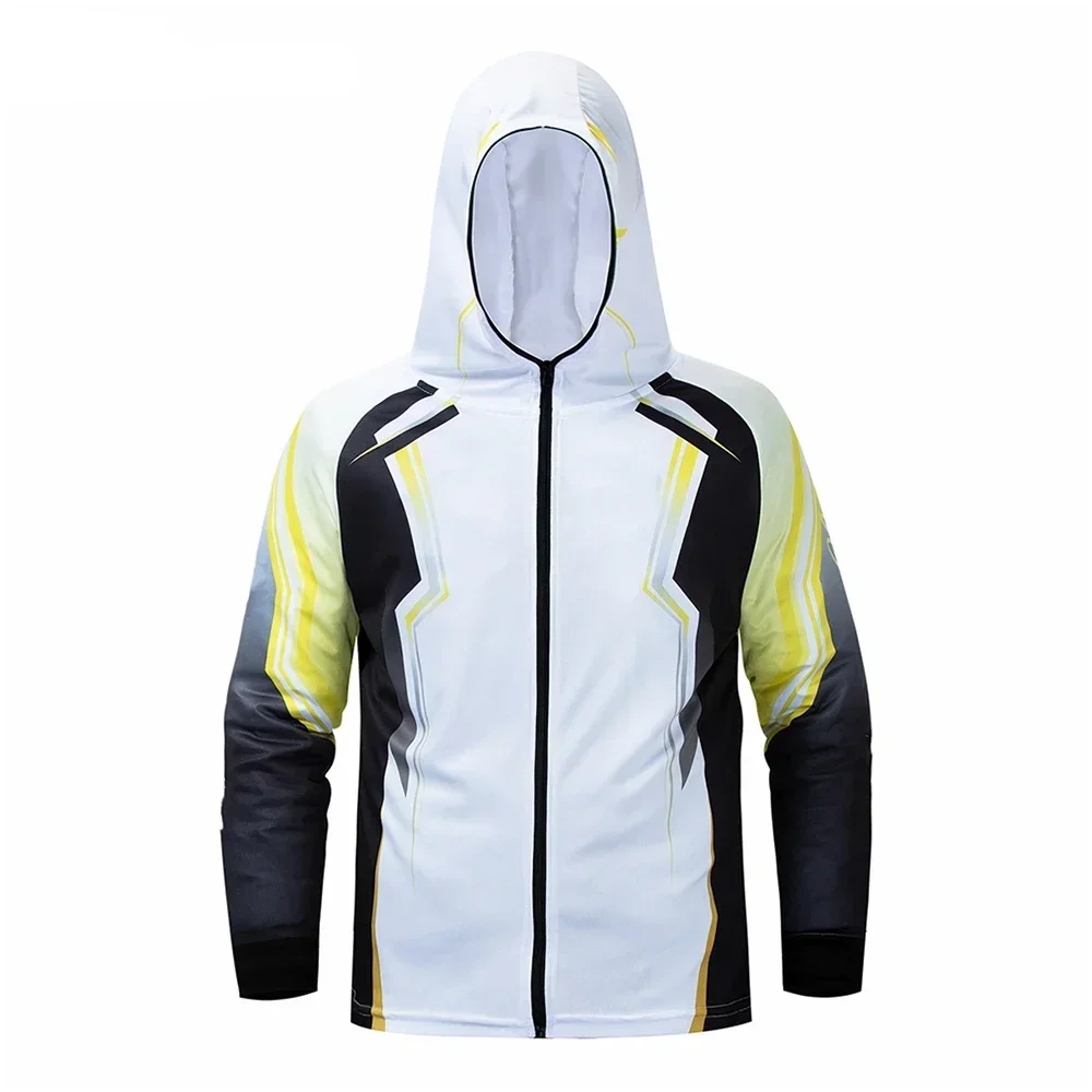 thumbnail image 1 of Camiseta de pesca con capucha de verano para hombre, transpirable, con protección solar, para exteriores, anti-UV, de secado rápido, con protector solar, 1 of 4