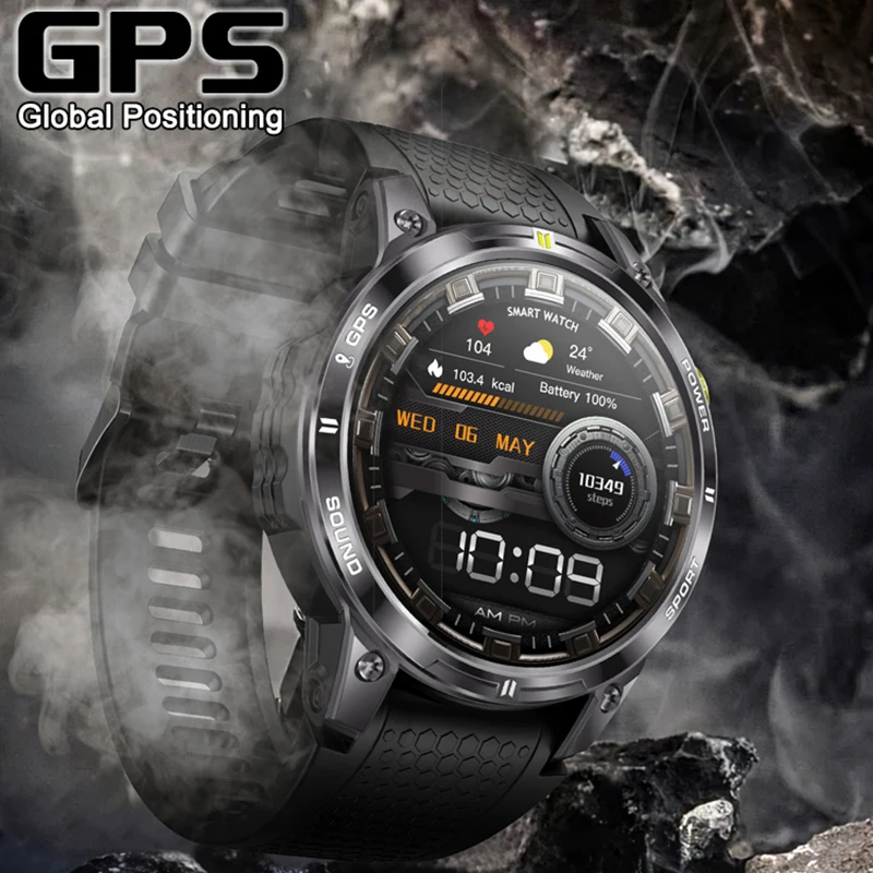 2025New Military Outdoor Professional GPS Smart Watches Men 1.5"HD Screen Waterproof Bracelet BT Call Smartwatch For Android IOS