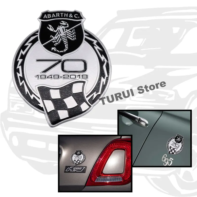 

Aluminum Car Sticker 70th Anniversary Emblem Body Badge Decal For FIAT ABARTH 500 595 695 Punto Stilo Panda Bravo 124 125