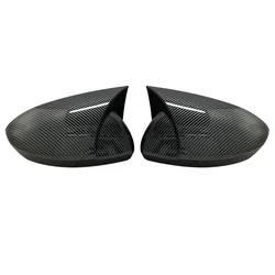Glossy Black Bat Style Rearview Mirror Covers - 2 - Piece Exterior Set (Carbon fiber pattern)