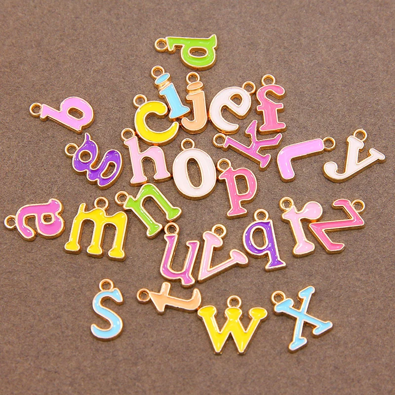 10pcs 10mm Letter Charms Bulk Enamel Charms For Jewelry Making Alphabet Initial 26 Letter Pendant For DIY Bracelet Necklace