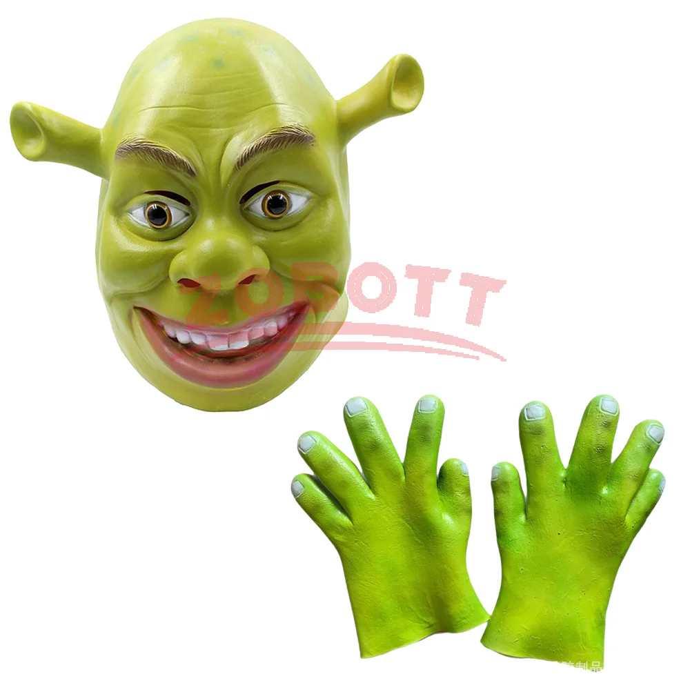 Grüne Shrek-Masken, Halloween-Maske, Film, Cosplay, Maskerade, Party, Mascara, Karneval, Mascaras De Latex, Realista, Tier, gruselige Maske – Detail 5