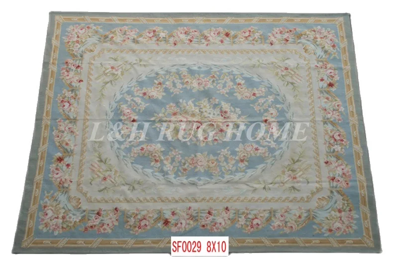 

Бесплатная доставка 8 'x 10' Французский Aubusson Плетеный Ковер Ручной Работы оригинальный ориентированный ковер в Королевском Стиле