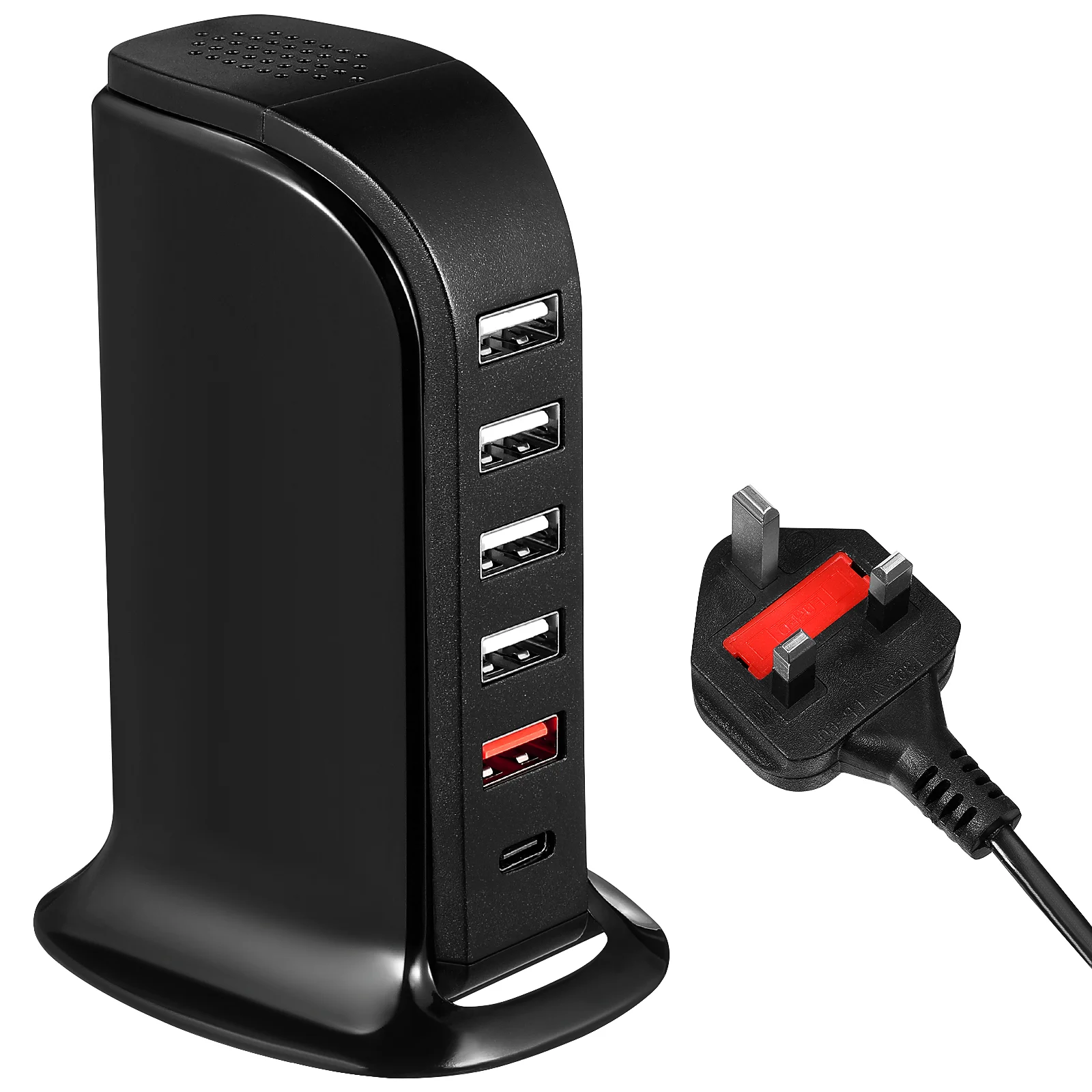 

40W Multiple USB 6-port Table Station USB Charging Hub with UK Plug Black