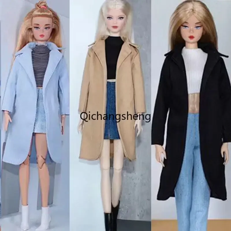 

1/6 Doll Clothes For Barbie Dolls Outfits Black Khaki Parka Long Coat Jacket windbreak Clothing 11.5" Dollhouse Accessories Toys