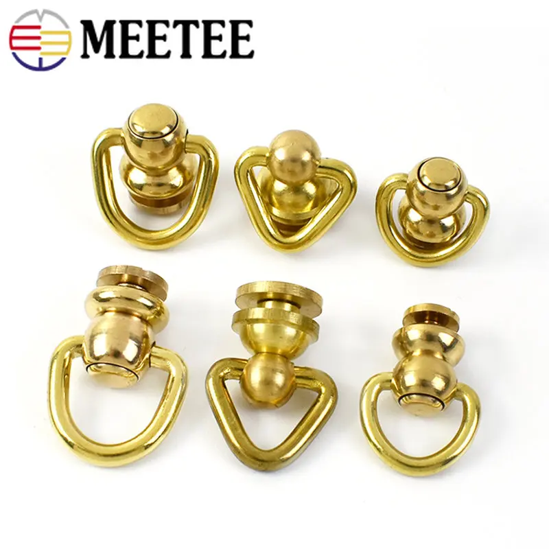 4pcs D Rings for Purse Stud Screw 360 Degree Rotatable D Rings for