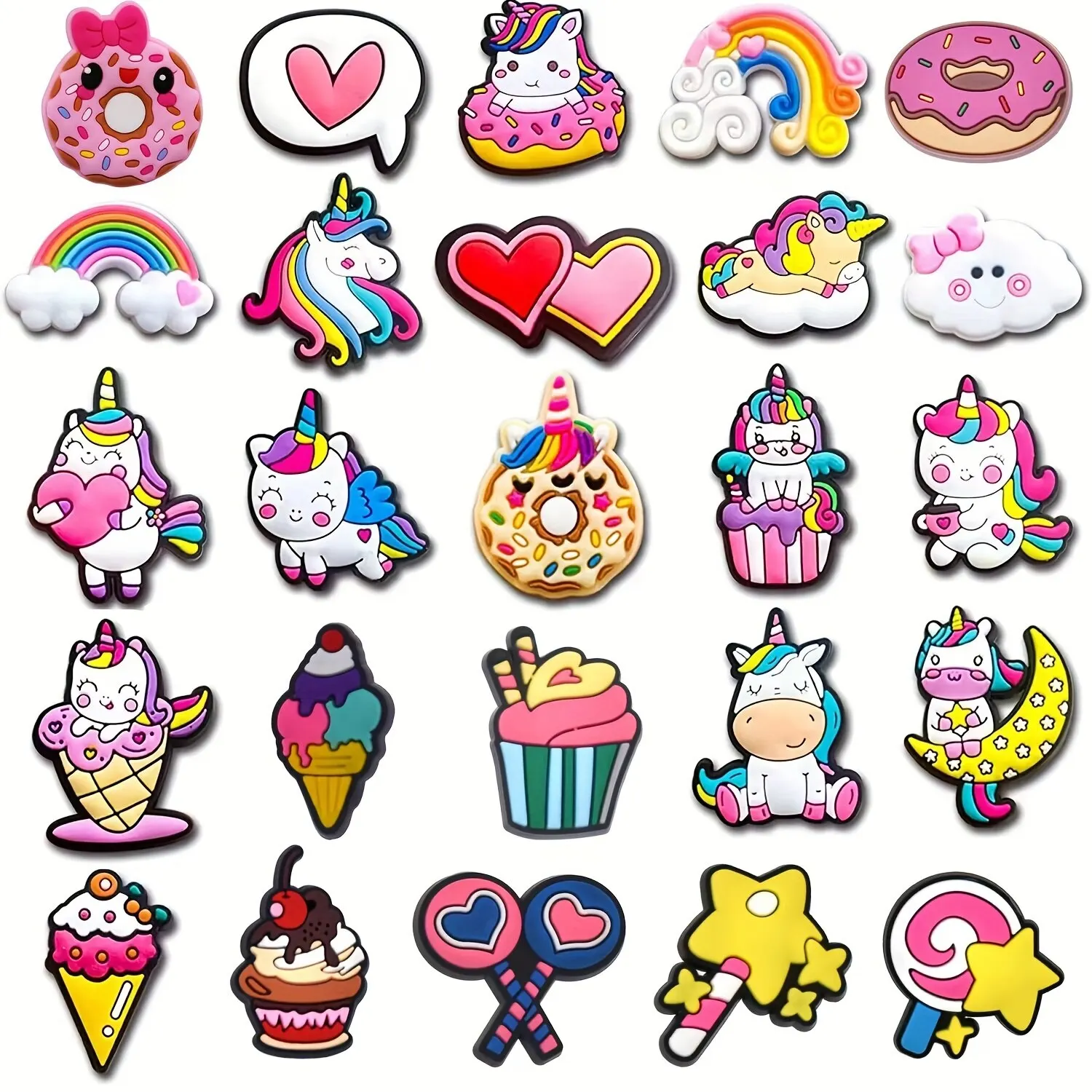 Shoe Charms Shoe Decorations 25pcs Unicron Shoe Charms Clogs Bubble Slides Sandals PVC Accessories
