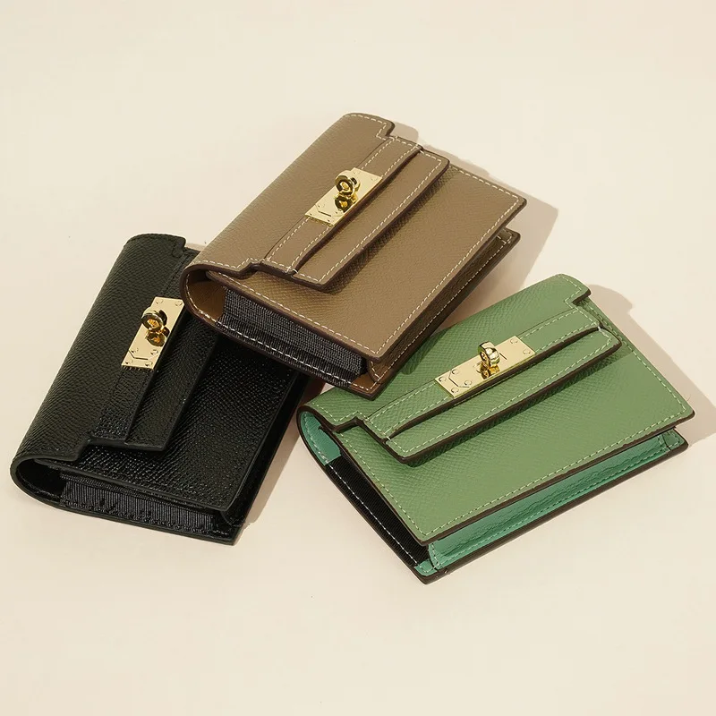 

Luxury Genuine Leather Card Holder Fashion Mini Short Wallet Women Clutch Korean Japan Credit Card Case Purse Retro Handbags