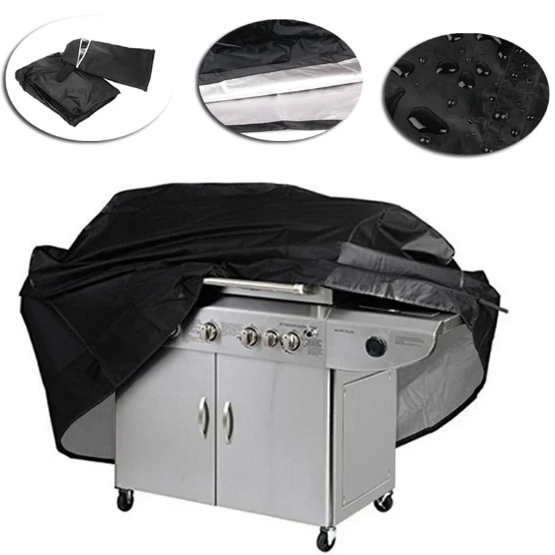 Black Waterproof BBQ Cover BBQ Accessories Grill Cover Anti Dust Rain Gas Charcoal Electric Barbeque Grill 4 Sizes