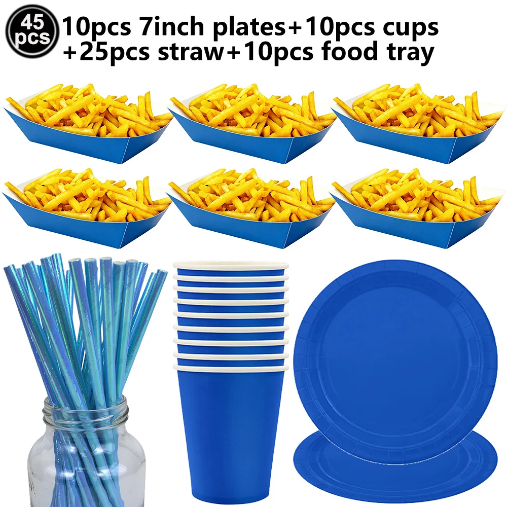 Dark Blue Party Tableware Set - Plates, Napkins, and Cups for Birthdays and Baby Showers