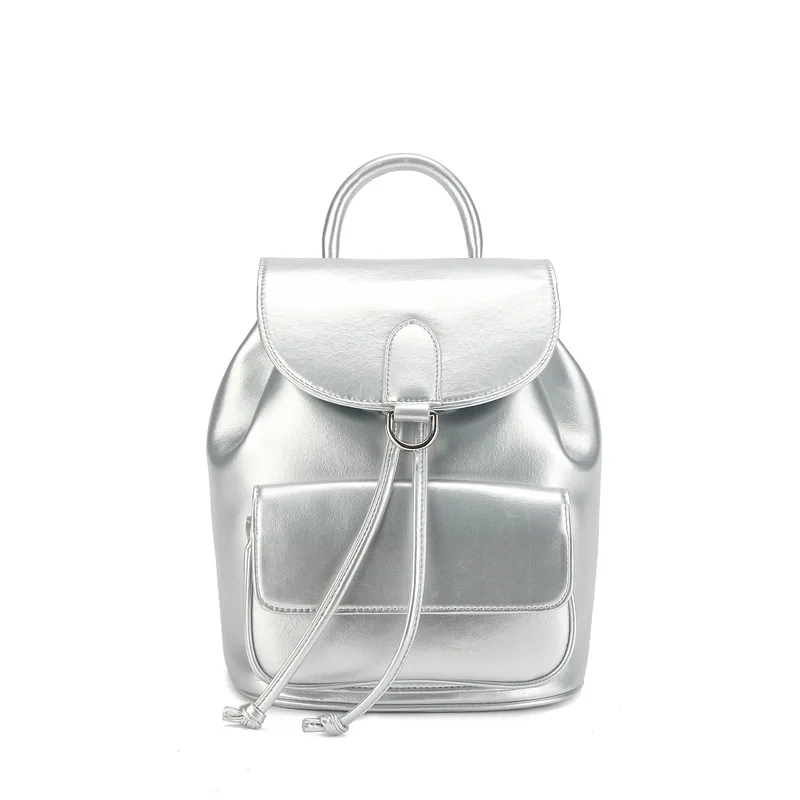 

2023 Women's Cowhide travel anti-theft backpack Korean genuine leather casual large-capacity silver shoulder bag handbag female