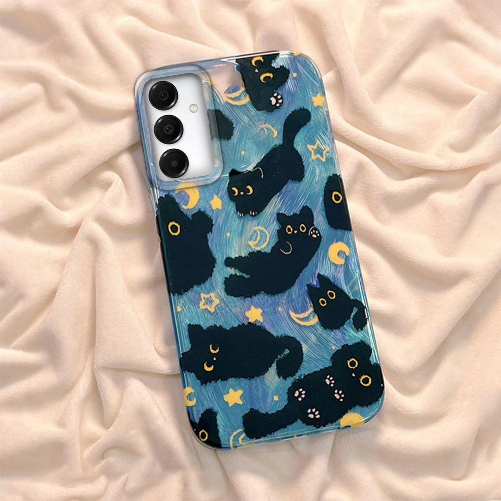 Charming Moonlit Black Cat Silicone Phone Case - Universal Fit