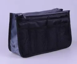 Versatile Large Capacity Makeup and Toiletries Travel Organizer with Double Zipper and Multiple Pockets - M (Black)