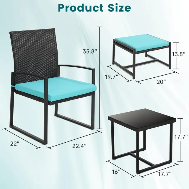 5-Piece Wicker Patio Conversation Set, 6