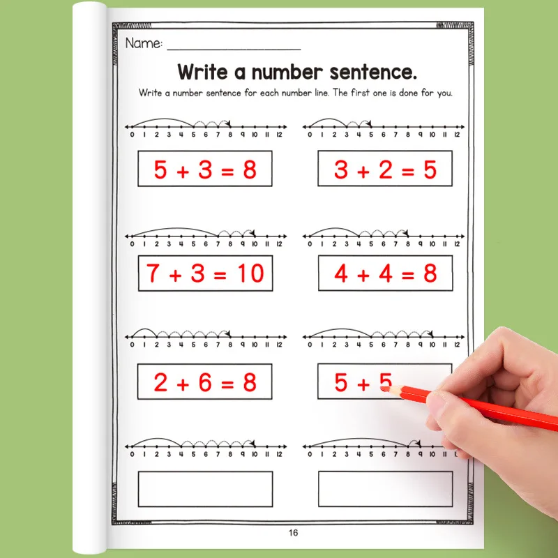 Fun Educational Activity Book Math Workbook Addition Subtraction Practice Book with Number Lines Counting & Coloring Activities
