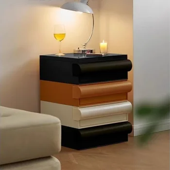 Comodino coordinato in colori gratuiti per camera da letto creativa nordica, soggiorno di casa, armadietti laterali di lusso con cassetti multistrato leggeri 1