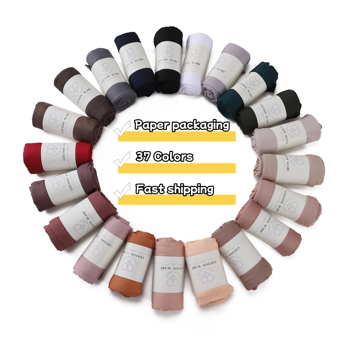 High Quality Breathable Elastic Wrinkle Long Scarf Women Plain Color Polyester Crinkle Soft Hijab Muslim Ladies Turban Headwraps 4