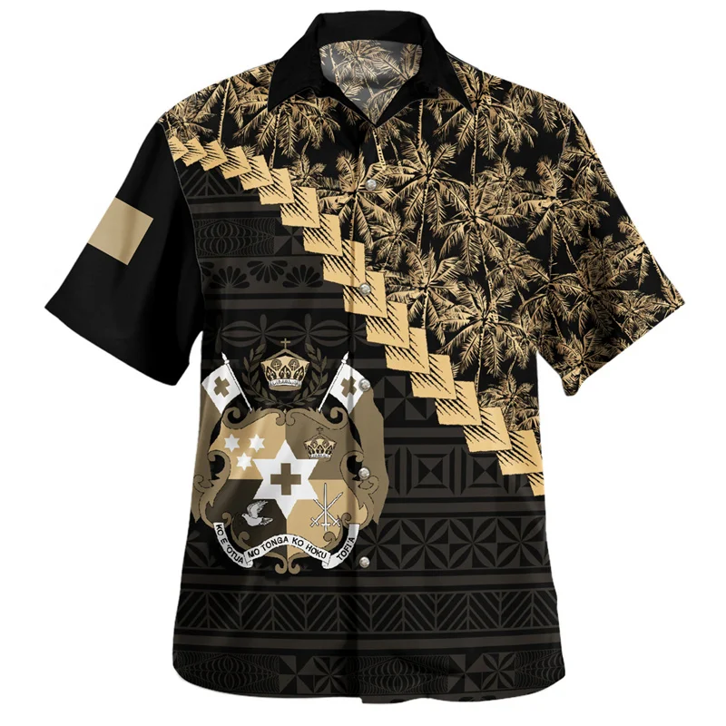 

Tonga Hawaiian Shirts For Men Clothes 3d Printed Polynesian Short Sleeves Lapel Oversized Blouse Tops Summer Casual Button Shirt