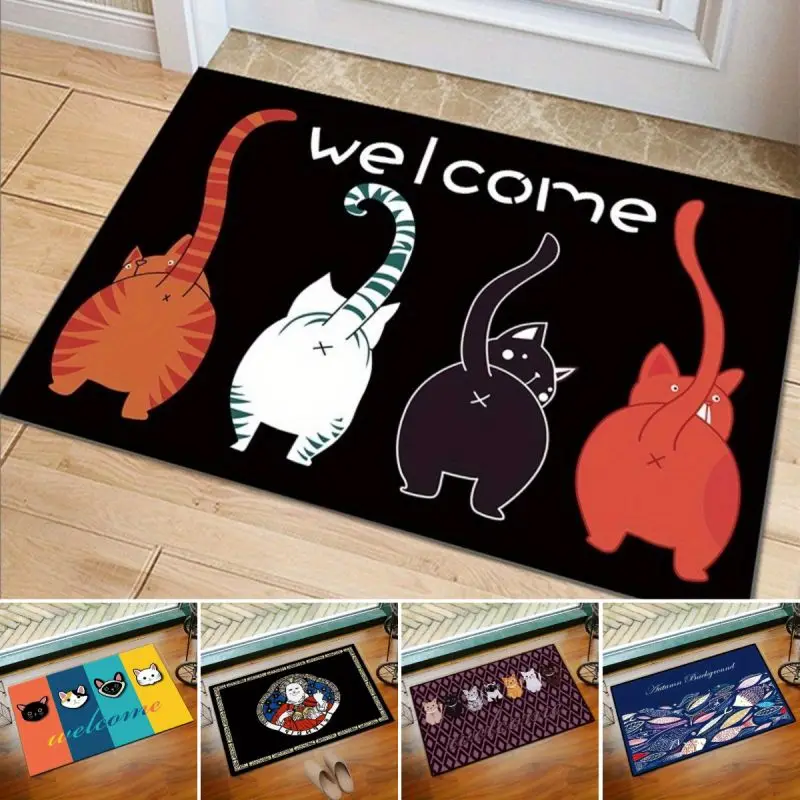 CartoonCatPatternMatNon-slipEasyToCleanRugWrinkle-ResistantDoormatOutdoorEntranceFloorDecorativeWashableCarpet-AliExpress15