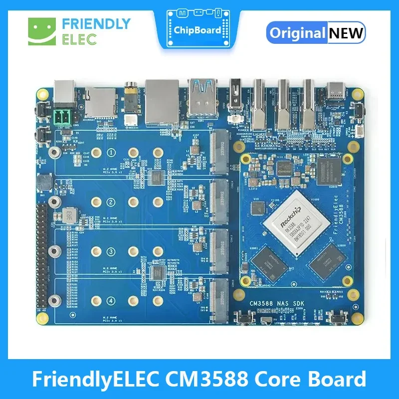 FriendlyELEC NAS 키트, 2.5G Rockchip RK3588 CPU 개발 보드, 4xPCIe3.0 4K/8K CM3588 NAS SDK 키트, 4 NVMe HDMI IN