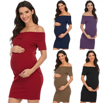 Summer Maternity Dress Photograghy Props Sleeveless Pregnancy Clothes For Pregnant Women Off Shoulder Brief Shot Maternity Dress 1