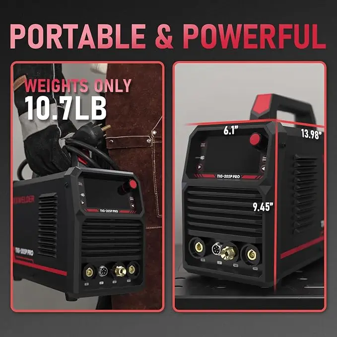 TIG Welder With Pulse 205Amp Large LED Display STICK/DC TIG/PULSE TIG 3 In 1 110&220V Dual Voltage Welding Machine TIG-205P
