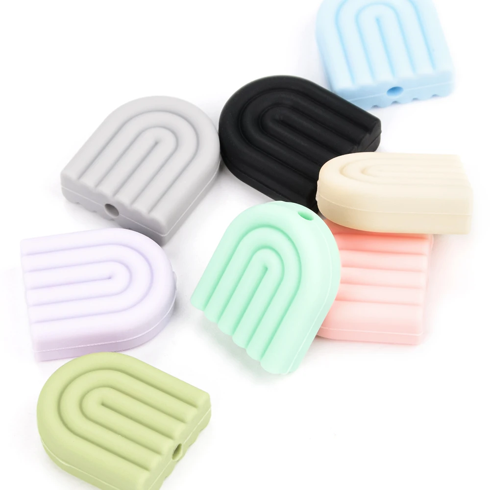 Teething toys Silicone teething toys Baby teething toys Silicone beads Silicone teether Silicone teething beads Sensory chew necklaces Lofca 40pcs Rainbow Baby Silicone Beads Baby Toys DIY Food Grade Teether Pacifier Chain Necklace Jewelry Cartoon Accessories