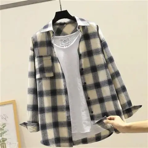 thumbnail image 1 of Camisas y blusas de manga larga para hombre, elegantes, de algodón, a cuadros, para hombre, estilo coreano, novedad en ropa de primavera hipster, 1 of 5
