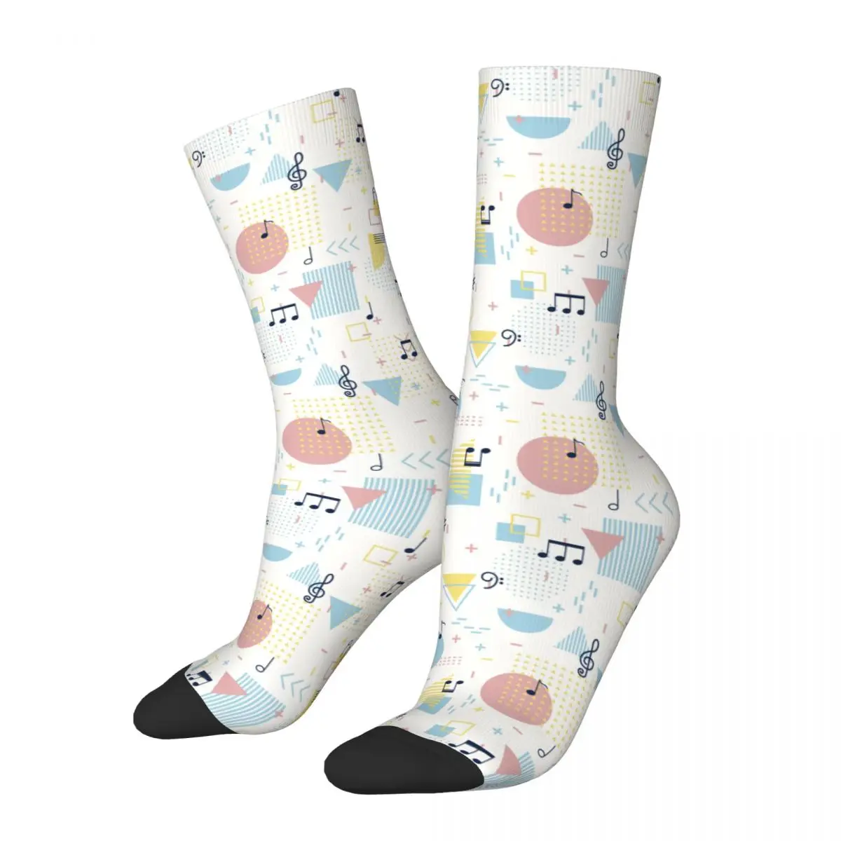 

Autumn Winter Hip-hop Men's Women's Colorful Cartoon Cute Music Notes Socks Breathable Basketball Socks