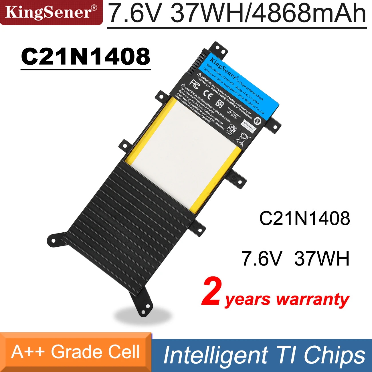 Kingsener-bateria para Computador Portátil Nova C21n1408 para Asus Vivobook 4000 Mx555 V555l V555lb V555u Series 7.6v 37wh Anos de Garantia