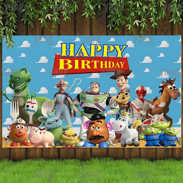 Disney Cartoon Toy Story Birthday Banner Photo Backdrop Boys Kids Party  Decor Supplies Decorations Cake Dessert - Backgrounds - AliExpress