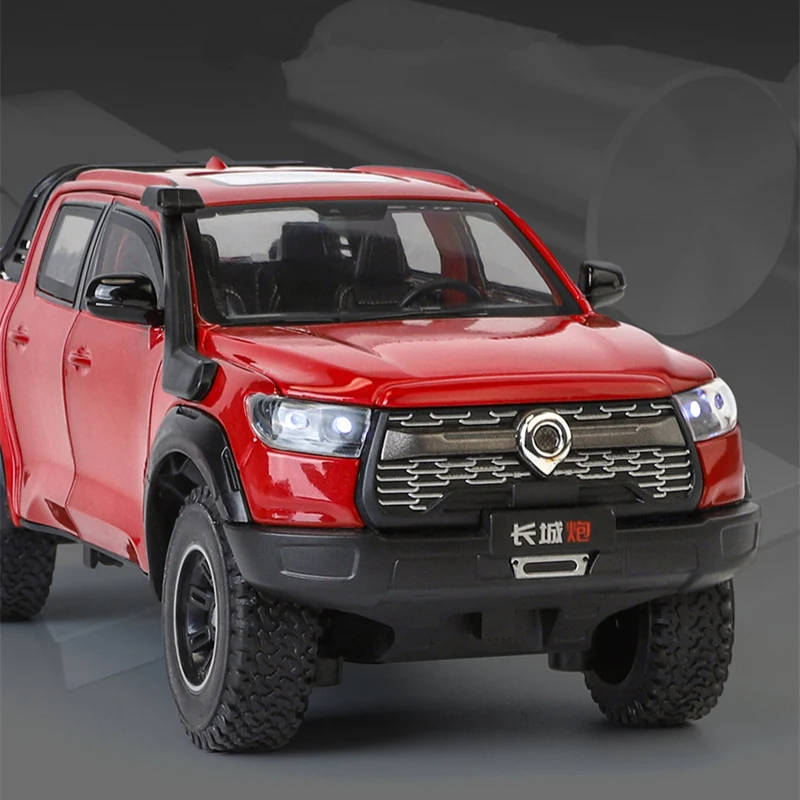 1:24 Great Wall Motor POER Pickup Alloy Car Model Diecast Metal Off-road Vehicles Car Model Simulation Sound Light Kids Toy Gift 2