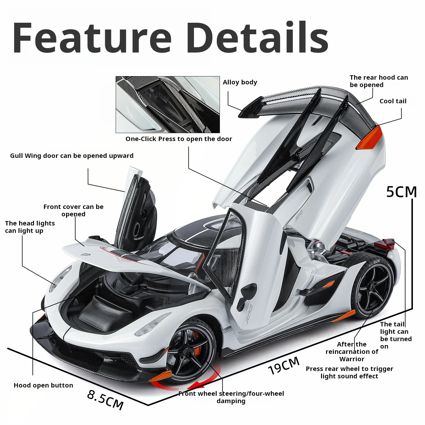 1:24 코닉세그 제스코 합금 시뮬레이션 슈퍼카 모델 고급 수집용 장식품 풀백 장난감 자동차 & 소년들을 위한 선물