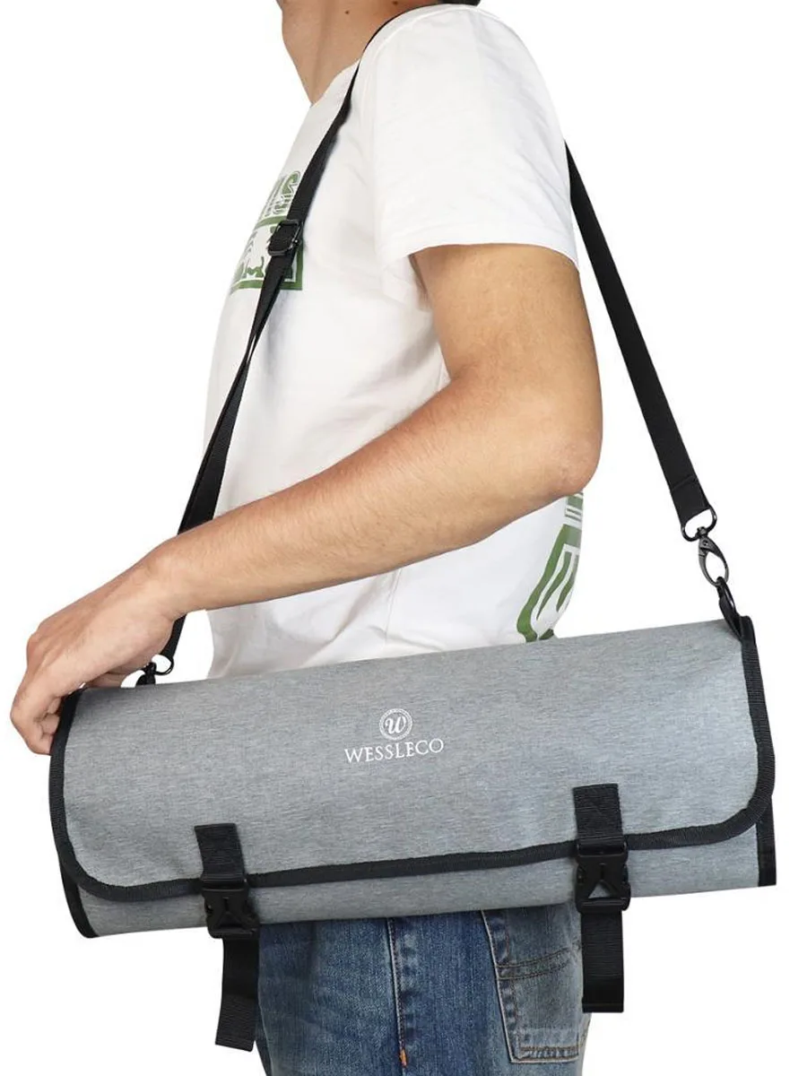 Wessleco Messer Tasche 10 Taschen - Küchenmesser Aufbewahrungstasche Mit Schultergurt