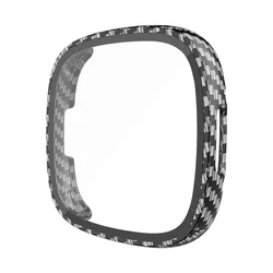 All-Around Tempered Glass Screen Protector with Hard Shell Bumper - Fitbit sense 2 (Carbon Fiber)