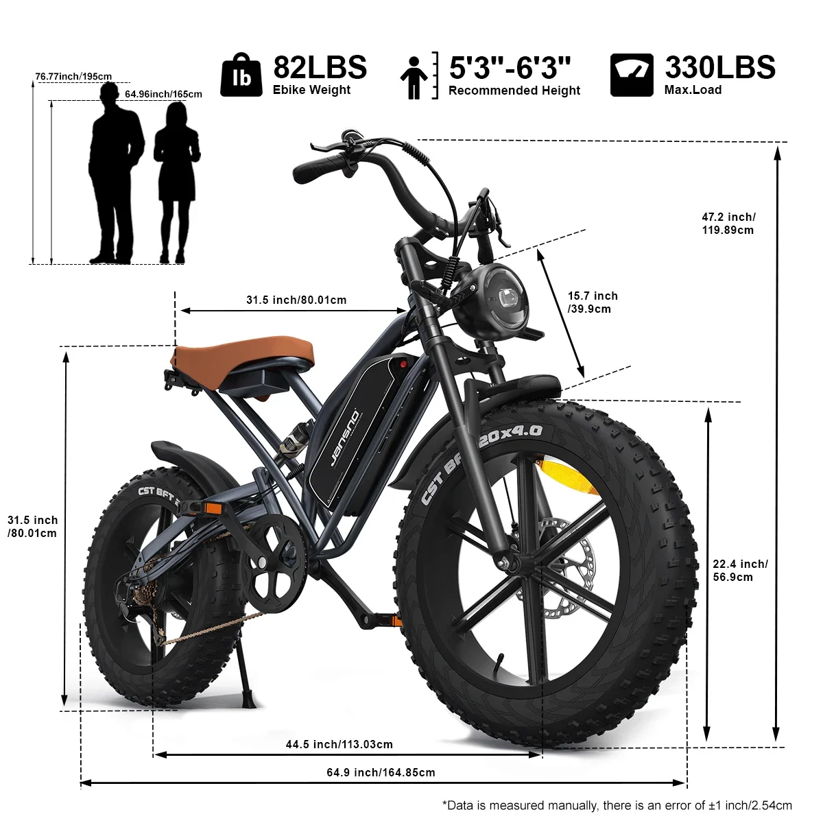 Ebike jansno X50 750W 48V14AH Fat Tire Electric Bike Beach Cruiser Off-Road Electric Bike Adult City Mountain