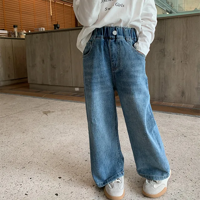 deer jonmi 2026 Automne – Jean ample pour enfants, style coréen, pantalon décontracté en denim pour bébés filles, coupe droite pour enfants 1